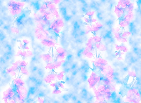 background of blue sky with clouds and flowers sakura