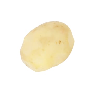 Raw peeled potatoes on white background 