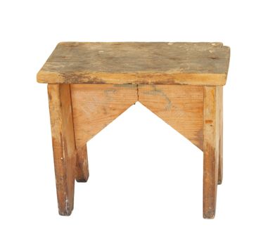 Old Wooden Stool Isolated 