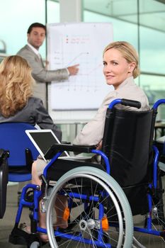 Bussinesswoman in wheelchair