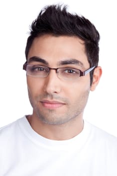 Portrait of confident young man isolated on white background.