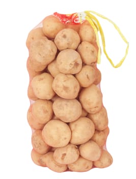 a sack of potatoes on a white background