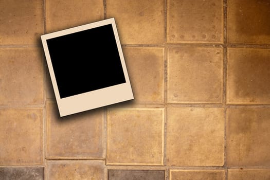  vintage photos on old tile wall 
