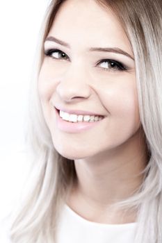 portrait of attractive caucasian girl with shiny blond hair