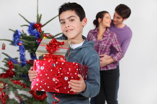 Young family at Christmas