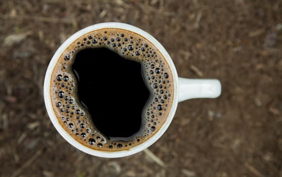 Close-up cup of fresh coffee