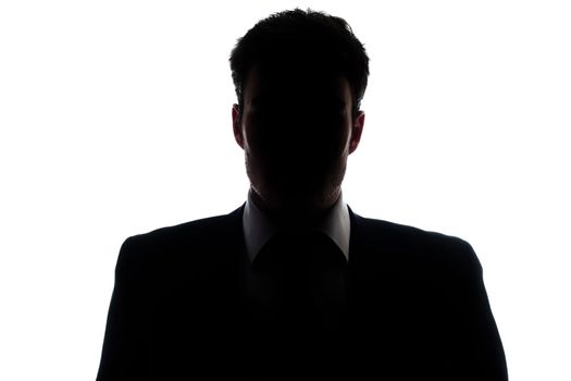 Businessman portrait silhouette and a misterious face