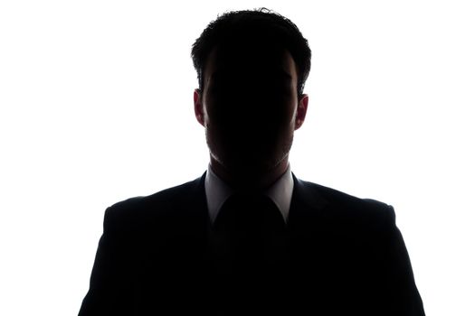 Businessman portrait silhouette and a misterious face