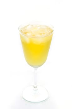 juicy fruit in glass  on white background ,(Pineapple juice  )