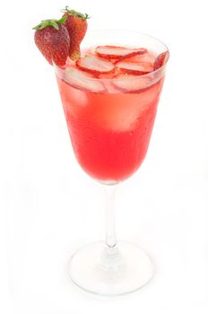 ice strawberry juice in glass served with fresh strawberry ,