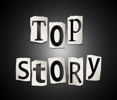 Illustration depicting cut out letters arranged to form the words top story.