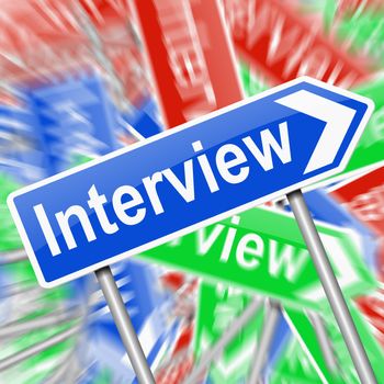 Abstract style illustration depicting a signs with an interview concept.