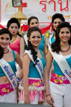 Prachuap Khiri Khan, THAILAND - March 2nd:Unidentified Competitors during the "Miss Sam-All beauty contest 2013" at Prachuap Khiri Khan province on March 2nd, 2013 in Prachuap Khiri Khan, Thailand. 