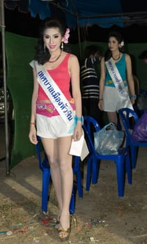 Prachuap Khiri Khan, THAILAND - March 2nd:Unidentified Competitors during the "Miss Sam-All beauty contest 2013" at Prachuap Khiri Khan province on March 2nd, 2013 in Prachuap Khiri Khan, Thailand. 
