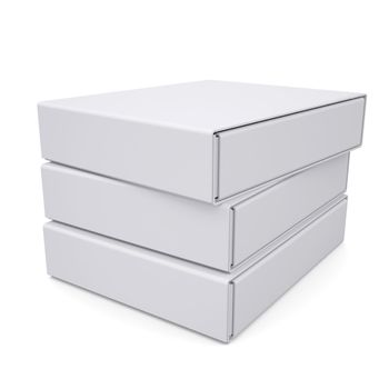 Three closed white box. Isolated render on a white background