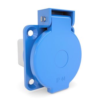 Blue industrial socket. Isolated render on a white background