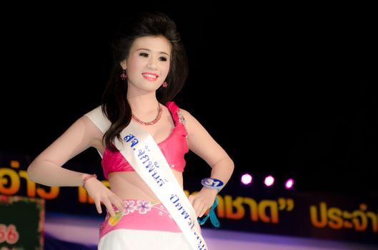 Prachuap Khiri Khan, THAILAND - March 2nd:Unidentified Competitors during the "Miss Sam-All beauty contest 2013" at Prachuap Khiri Khan province on March 2nd, 2013 in Prachuap Khiri Khan, Thailand. 
