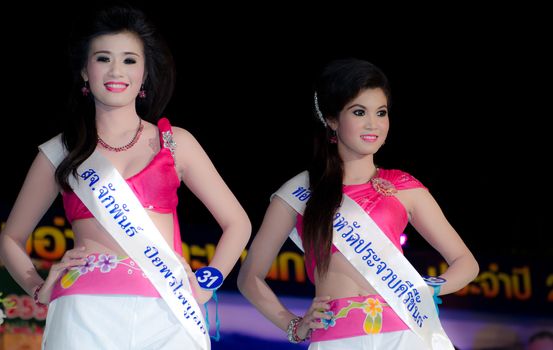 Prachuap Khiri Khan, THAILAND - March 2nd:Unidentified Competitors during the "Miss Sam-All beauty contest 2013" at Prachuap Khiri Khan province on March 2nd, 2013 in Prachuap Khiri Khan, Thailand. 