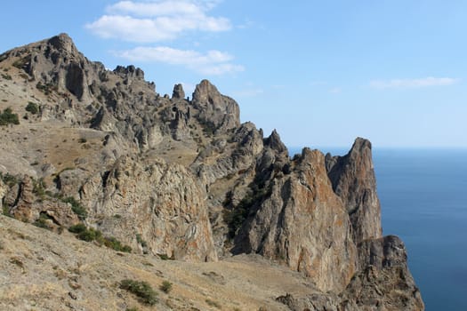 view on extinct volcano Kara Dag in Crimea