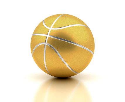 Golden basketball on white background