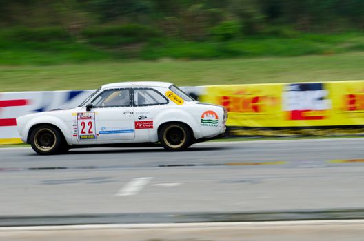 Nakhon Ratchasima, Thailand - March 9th:Unidentified car racing competitors during the "Thailand circuit 2013  " at Bonanza speedway on March 9th, 2013 in Nakhon Ratchasima, Thailand. 