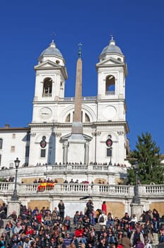 ROME, ITALY - MARCH 07: The Spanish Steps (Italian: Scalinata della Trinita dei Monti) on March 07, 2011 in Rome, Italy