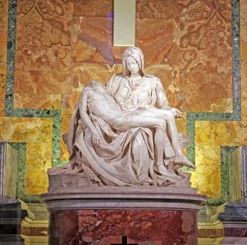 ROME, ITALY - MARCH 07: Pieta by Michelangelo in Saint Peter's Basilica, Vatican on March 07, 2011 in Rome, Italy