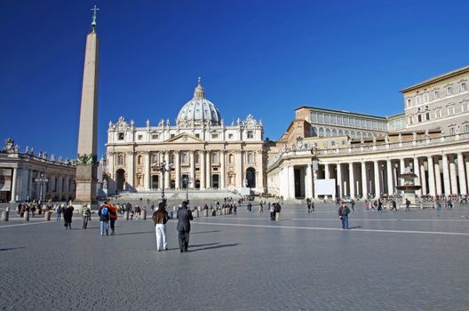 ROME, ITALY - MARCH 07: Saint Peter's Square (Italian: Piazza San Pietro), Vatican on March 07, 2011 in Rome, Italy