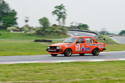 Nakhon Ratchasima, Thailand - March 9th:Unidentified car racing competitors during the "Thailand circuit 2013  " at Bonanza speedway on March 9th, 2013 in Nakhon Ratchasima, Thailand. 