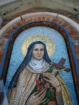 Venice - the religious mosaic of the building at Fondamenta Papadopoli
