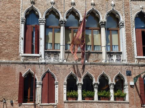 Venice -  Fondamenta Minotto. A typical Venetian facade of the Palazzo Marcello 