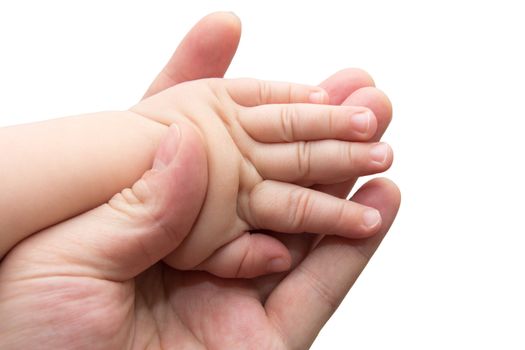father's and baby's hands 