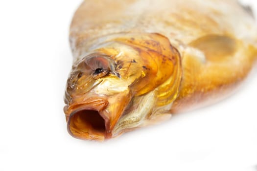 Smoked fish on a white background