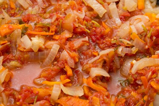 tomato and onion fried. background