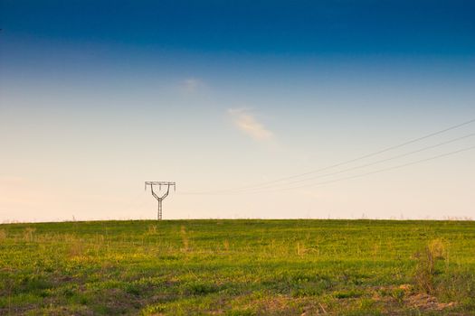 High-voltage column in steppe