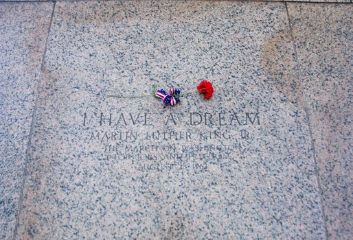 a rose in Abraham Lincoln Memorial