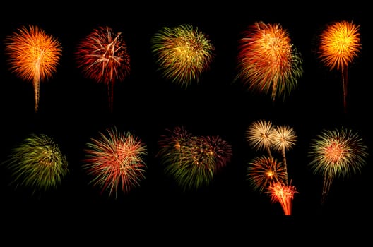 colorful of fireworks on black background