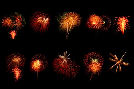 colorful of fireworks on black background