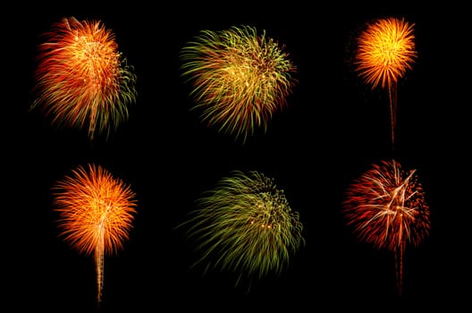 colorful of fireworks on black background