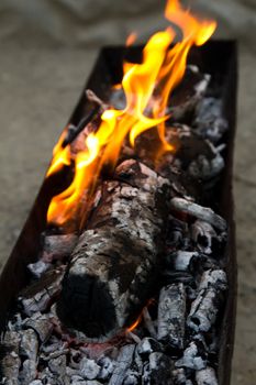 Fire, burning coal on a barbecue