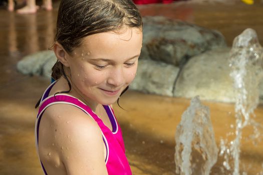 Girl playing in Jay Peak's water park and resort