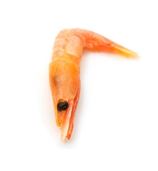 Red frozen shrimp on a white background