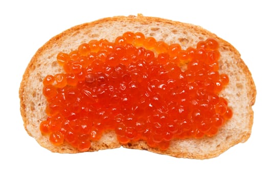 caviar and bread on a white background