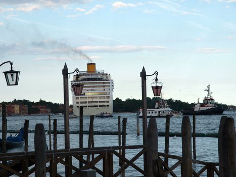 passenger ferry saying goodbye to Venice