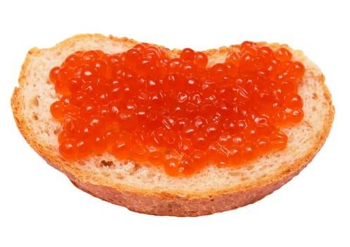 caviar and bread on a white background