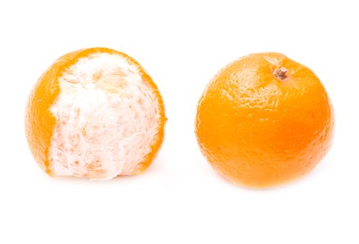 Two oranges on a white background 