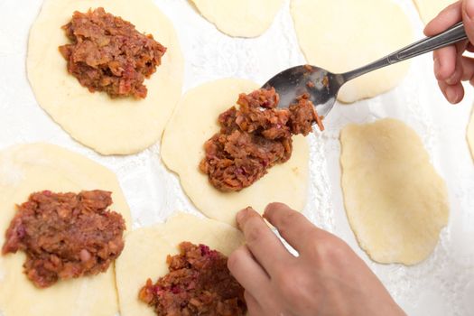 rolled out dough with jam