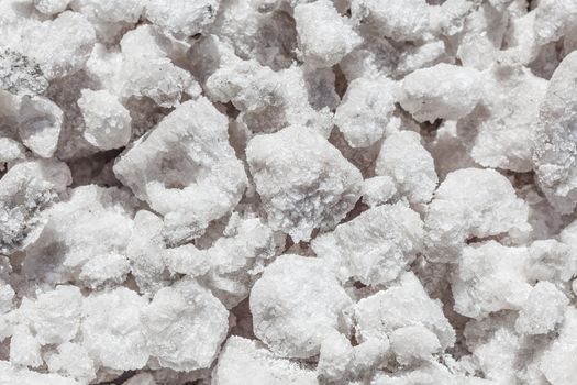 Salt crystals close-up commercial production