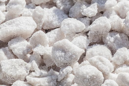 Salt crystals close-up commercial production