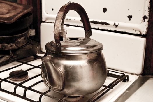 kettle on the gas stove